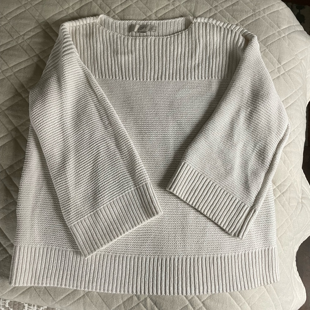 New Loft Petite white sweater. Medium. Worn once